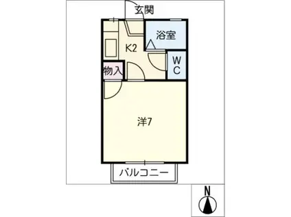 PADY COURT(1K/2階)の間取り写真
