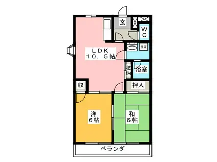 サンリバーII(2LDK/2階)の間取り写真