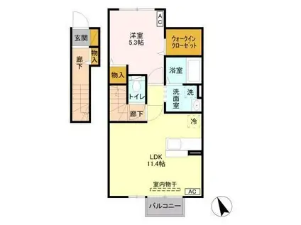 シャルマン D(1LDK/2階)の間取り写真