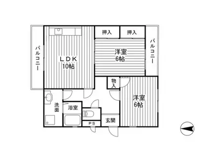 プラムハイツ(2LDK/1階)の間取り写真