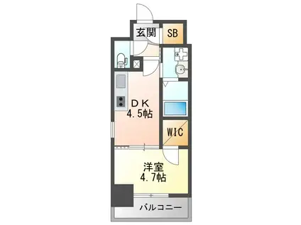 ワールドアイ大阪ウエスト GATE(1DK/10階)の間取り写真