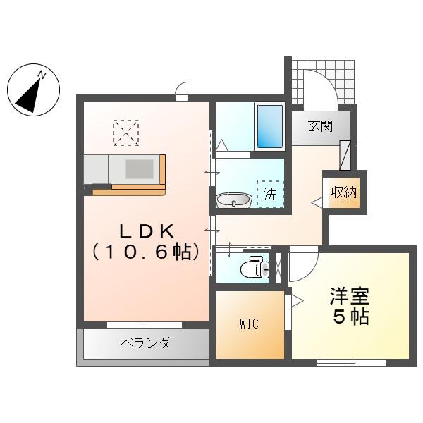 スターテラスYOSHIDA(1LDK/1階)の間取り写真