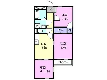 テピカルイブ3(3DK/4階)の間取り写真