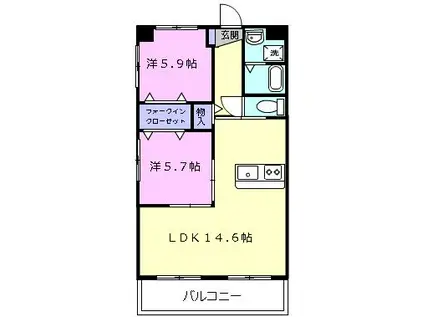 ライフコート南が丘(2LDK/1階)の間取り写真