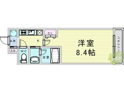 スプランディッド十三本町(1K/3階)の間取り写真