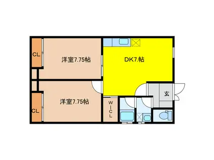 セピアハイツ(2DK/1階)の間取り写真