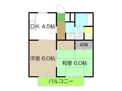 パークハイツふたば(2DK/2階)の間取り写真