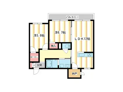 リジェール(2LDK/2階)の間取り写真