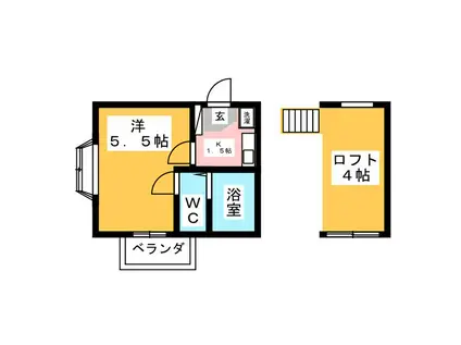 ラークヒルズK2(1K/1階)の間取り写真