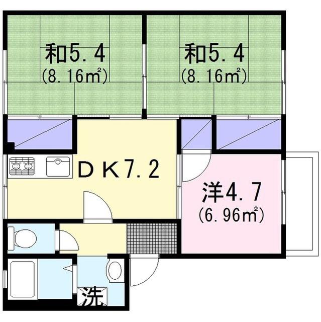 カルム福田(3DK/2階)の間取り写真