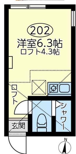 ユナイト杉田ボブラングレー(ワンルーム/2階)の間取り写真
