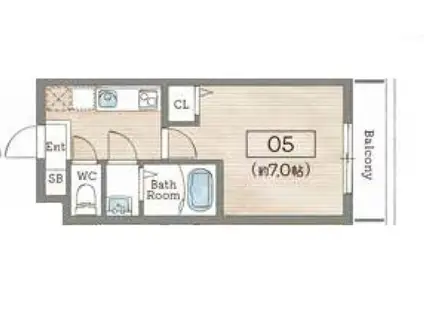 AILE岡場III(1K/3階)の間取り写真