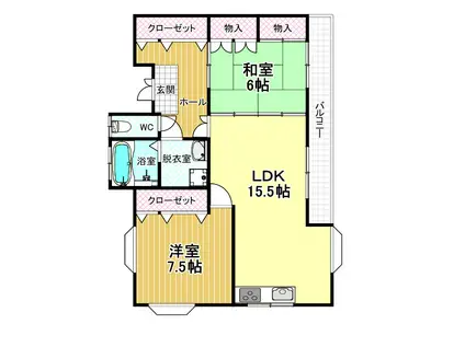 御船ハイツ(2LDK/3階)の間取り写真