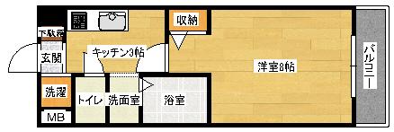 パレグレース中筋(1K/11階)の間取り写真