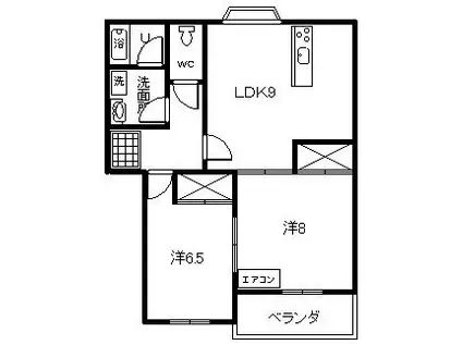 オゾンドエル21(2LDK/1階)の間取り写真