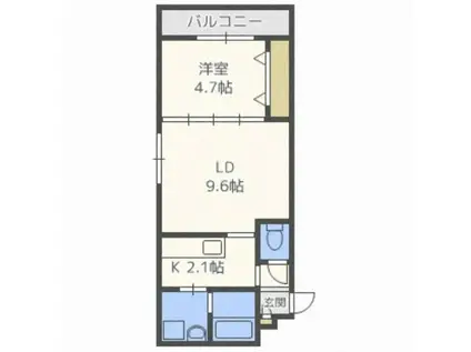 ジェイズワン平岸(1LDK/2階)の間取り写真