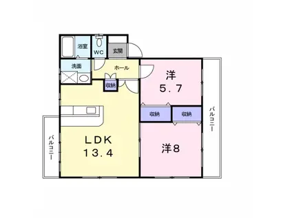ボヌールB(2LDK/2階)の間取り写真