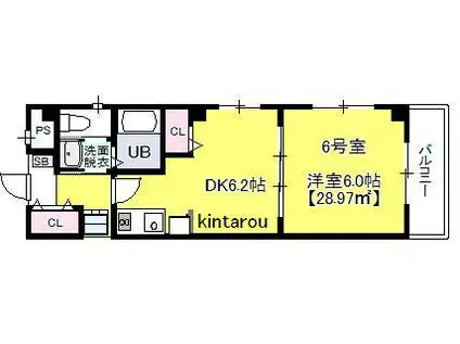 サークルロードヒルズII(1DK/3階)の間取り写真