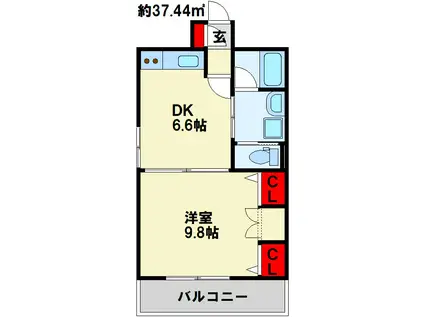 コスモス小倉駅前II(1DK/5階)の間取り写真