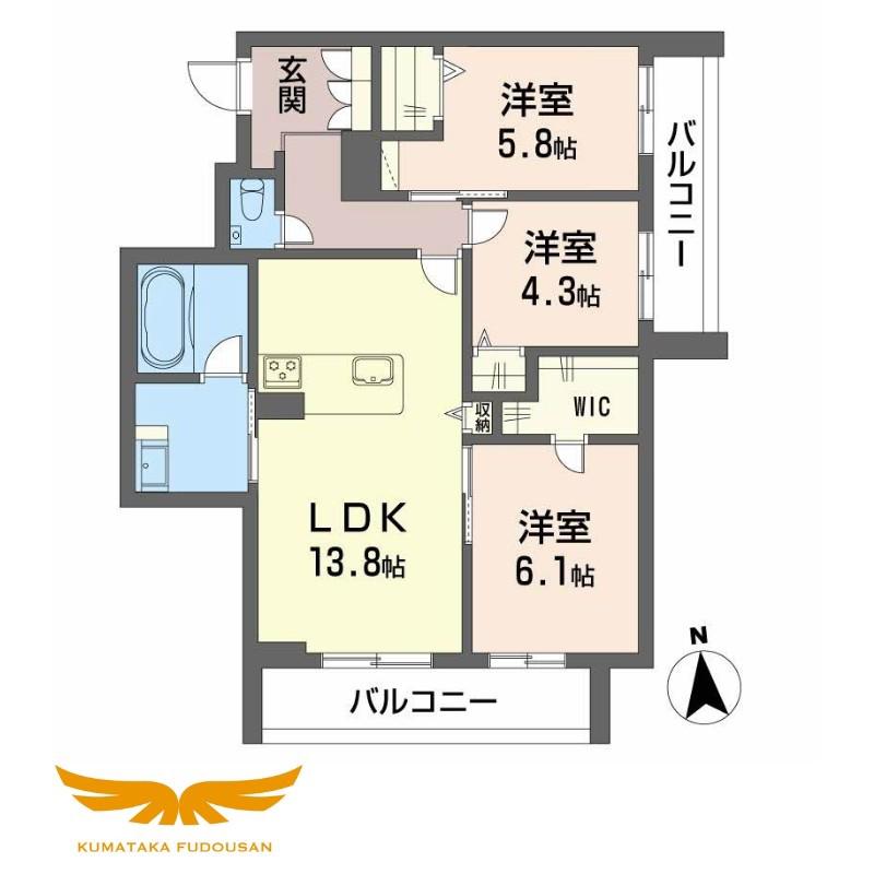 シャーメゾン 上水前寺(3LDK/3階)の間取り写真