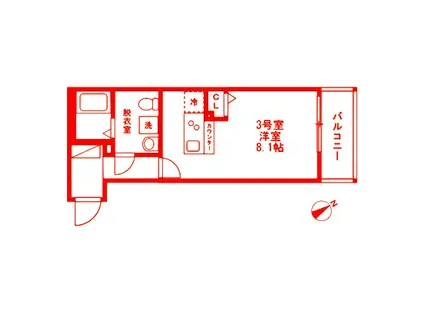 ベイルームリアナ堀ノ内(ワンルーム/3階)の間取り写真
