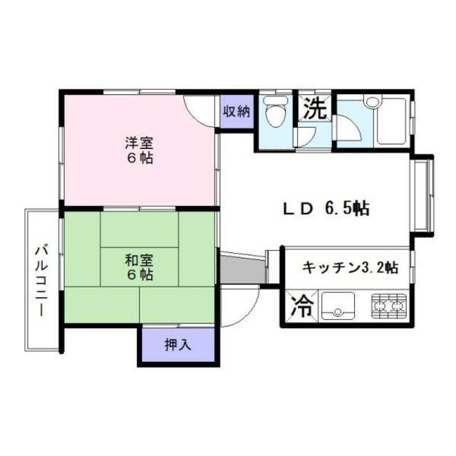 コーポ南(2LDK/2階)の間取り写真