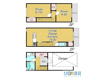 ヴィクトワール・テラス東三国(2LDK/1階)の間取り写真