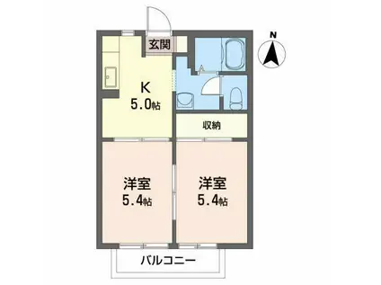 ベルカント成山(2K/2階)の間取り写真
