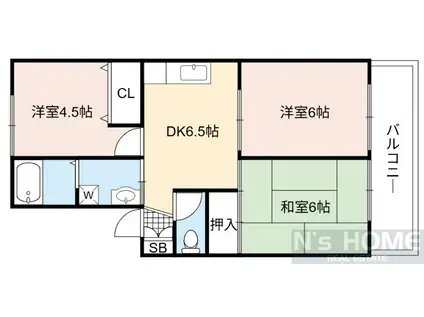 フルール田村(3DK/1階)の間取り写真