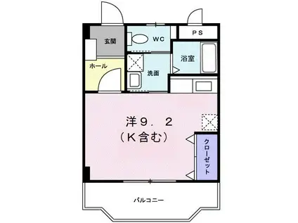 ソル・レヴェンテ(ワンルーム/2階)の間取り写真