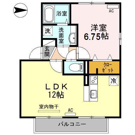 ボヌール飛田(1LDK/2階)の間取り写真