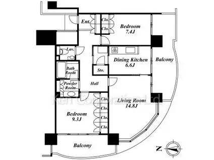 M.M.TOWERS THE イースト(2LDK/28階)の間取り写真