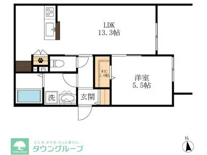 GRAND MERE KAWANA(1LDK/1階)の間取り写真