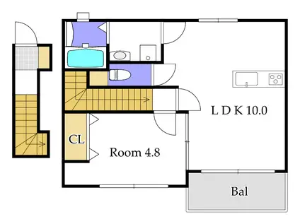 アマン・タツ北棟(1LDK/2階)の間取り写真