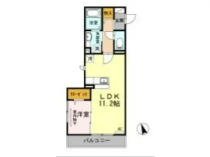 エクレウス下馬(1LDK/3階)の間取り写真