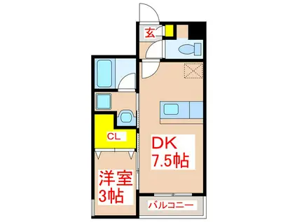 PLEINDOR COURT(1DK/4階)の間取り写真