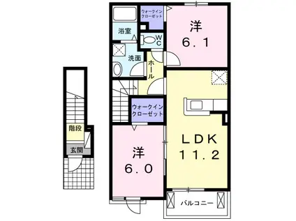 ペイシェント ソレイユ(2LDK/2階)の間取り写真