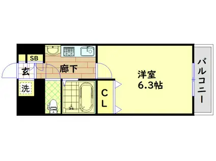 エステムプラザ・ミッドプレイス(1K/6階)の間取り写真