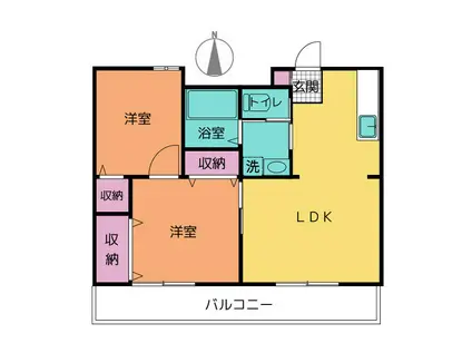 グランデールアマノ(2DK/2階)の間取り写真