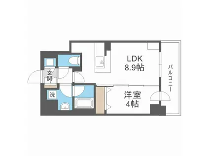 バロンドール(1LDK/9階)の間取り写真