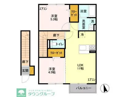 アケボノ(2LDK/2階)の間取り写真