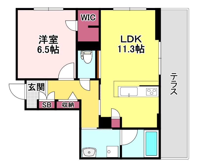 スカイ ウィング(1LDK/1階)の間取り写真