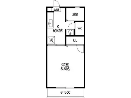 向平ハイツ(1K/1階)の間取り写真