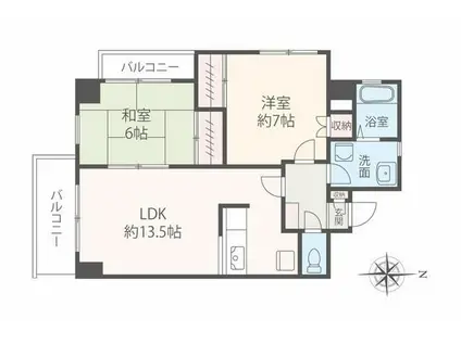 柿生駅前・鈴木ビル(2LDK/3階)の間取り写真