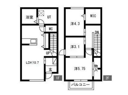 メゾネットアパート クレア(2SLDK/1階)の間取り写真