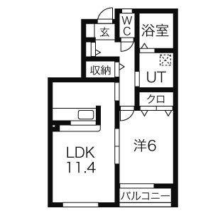 ウエストパル浮島A(1LDK/1階)の間取り写真