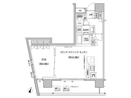 パークハビオ渋谷本町レジデンス(1LDK/10階)の間取り写真
