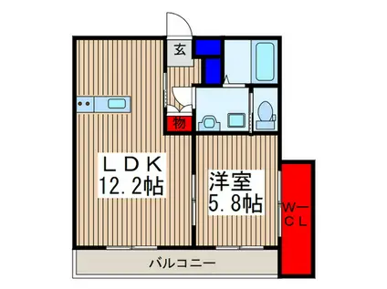 アクイユ ソレイユ(1LDK/1階)の間取り写真
