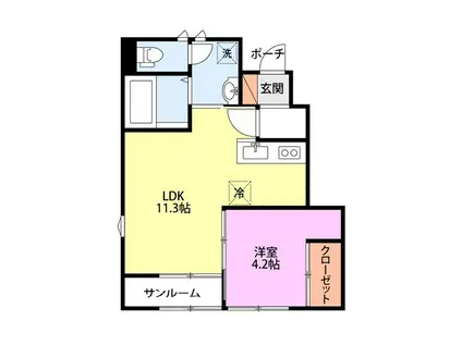 イロンデールメゾン(1LDK/1階)の間取り写真