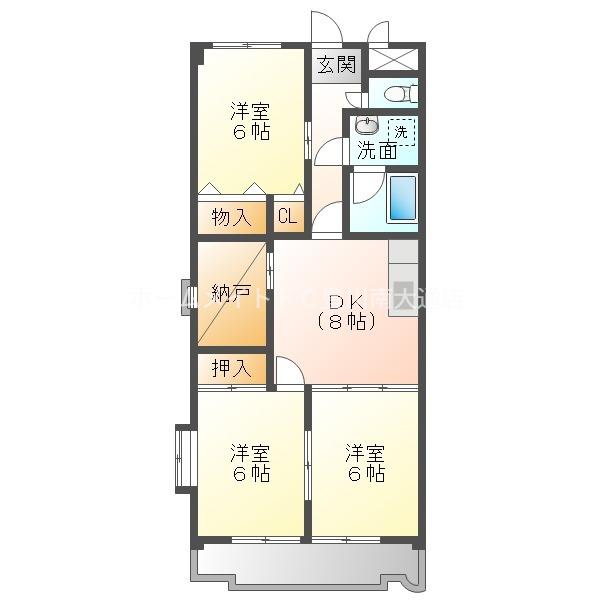 杉浦マンション(3SDK/2階)の間取り写真